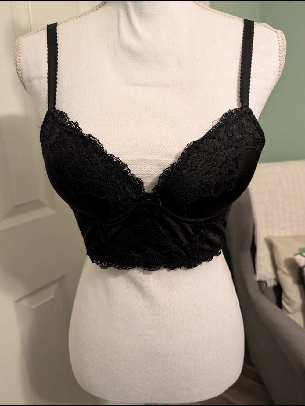 H&M Black Lace Longline Bra Top